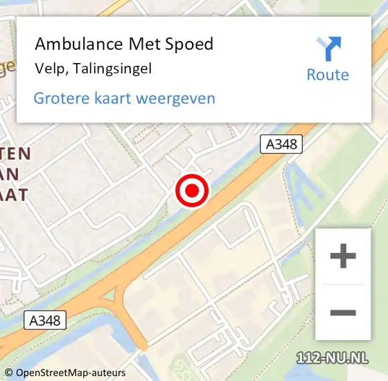 Locatie op kaart van de 112 melding: Ambulance Met Spoed Naar Velp, Talingsingel op 26 januari 2022 13:08