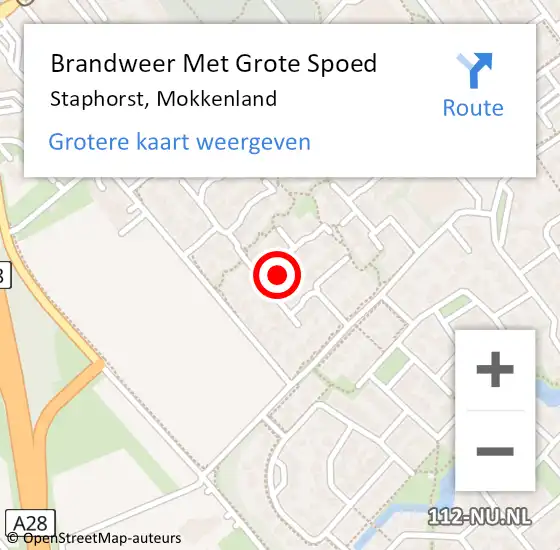 Locatie op kaart van de 112 melding: Brandweer Met Grote Spoed Naar Staphorst, Mokkenland op 26 januari 2022 13:14