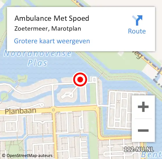 Locatie op kaart van de 112 melding: Ambulance Met Spoed Naar Zoetermeer, Marotplan op 26 januari 2022 13:29