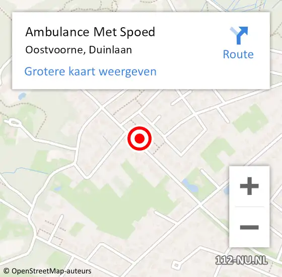 Locatie op kaart van de 112 melding: Ambulance Met Spoed Naar Oostvoorne, Duinlaan op 26 januari 2022 13:30