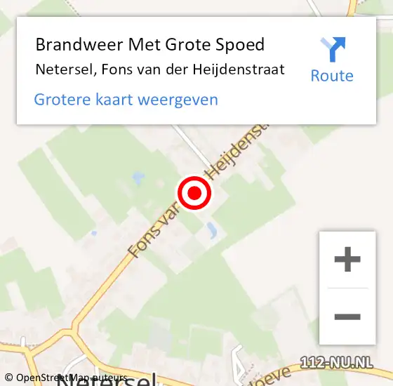 Locatie op kaart van de 112 melding: Brandweer Met Grote Spoed Naar Netersel, Fons van der Heijdenstraat op 26 januari 2022 13:37