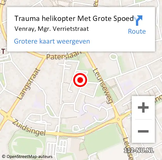 Locatie op kaart van de 112 melding: Trauma helikopter Met Grote Spoed Naar Venray, Mgr. Verrietstraat op 26 januari 2022 14:05