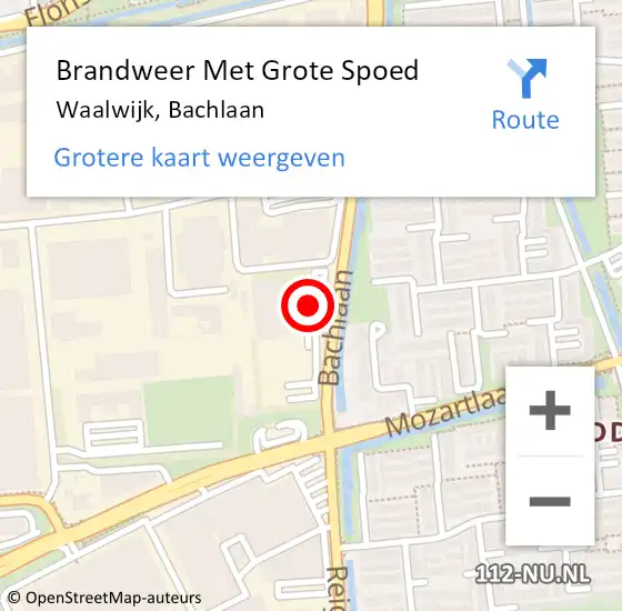 Locatie op kaart van de 112 melding: Brandweer Met Grote Spoed Naar Waalwijk, Bachlaan op 26 januari 2022 14:08