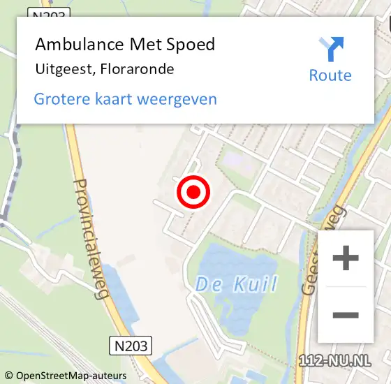 Locatie op kaart van de 112 melding: Ambulance Met Spoed Naar Uitgeest, Floraronde op 26 januari 2022 14:10