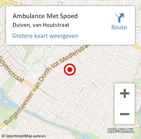 Locatie op kaart van de 112 melding: Ambulance Met Spoed Naar Duiven, van Houtstraat op 26 januari 2022 14:16