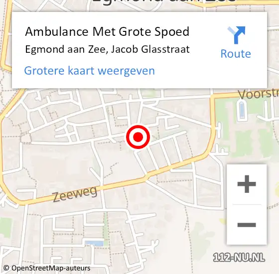 Locatie op kaart van de 112 melding: Ambulance Met Grote Spoed Naar Egmond aan Zee, Jacob Glasstraat op 26 januari 2022 14:17