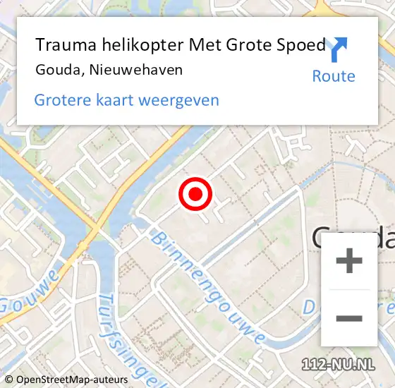 Locatie op kaart van de 112 melding: Trauma helikopter Met Grote Spoed Naar Gouda, Nieuwehaven op 26 januari 2022 14:18