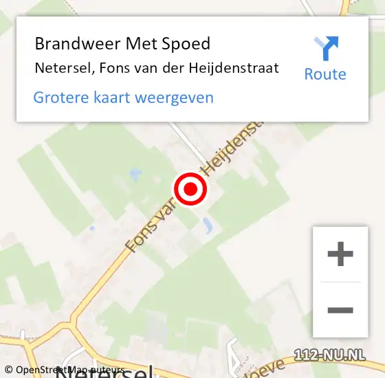 Locatie op kaart van de 112 melding: Brandweer Met Spoed Naar Netersel, Fons van der Heijdenstraat op 26 januari 2022 14:19