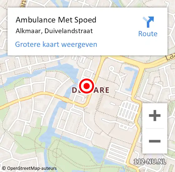 Locatie op kaart van de 112 melding: Ambulance Met Spoed Naar Alkmaar, Duivelandstraat op 26 januari 2022 14:22