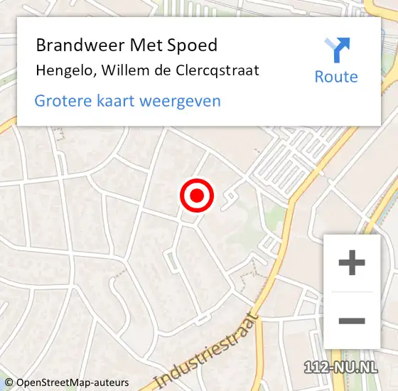 Locatie op kaart van de 112 melding: Brandweer Met Spoed Naar Hengelo, Willem de Clercqstraat op 26 januari 2022 14:43