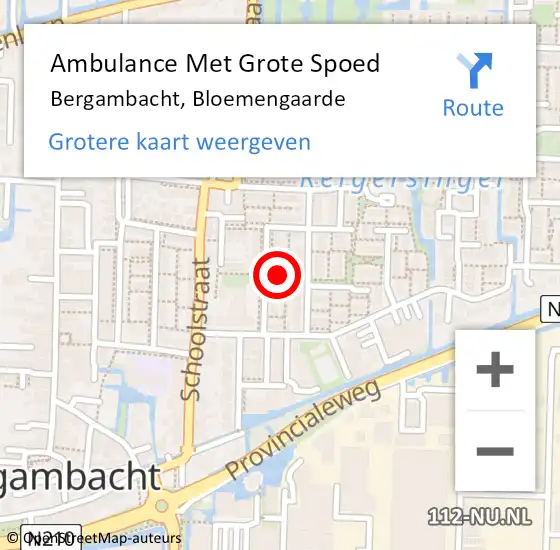 Locatie op kaart van de 112 melding: Ambulance Met Grote Spoed Naar Bergambacht, Bloemengaarde op 26 januari 2022 14:57