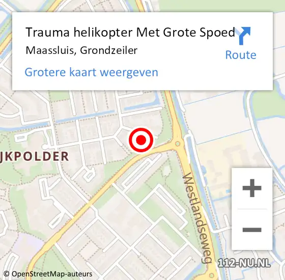 Locatie op kaart van de 112 melding: Trauma helikopter Met Grote Spoed Naar Maassluis, Grondzeiler op 26 januari 2022 14:58
