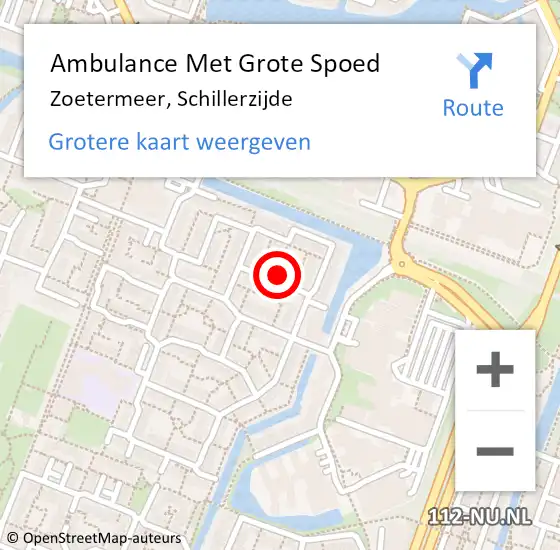 Locatie op kaart van de 112 melding: Ambulance Met Grote Spoed Naar Zoetermeer, Schillerzijde op 26 januari 2022 15:26