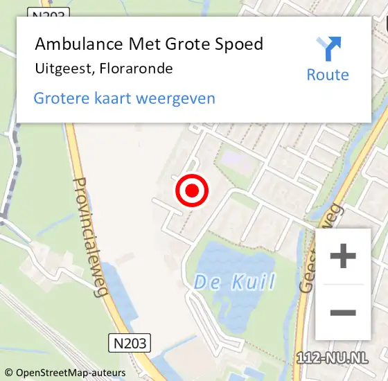 Locatie op kaart van de 112 melding: Ambulance Met Grote Spoed Naar Uitgeest, Floraronde op 26 januari 2022 15:57