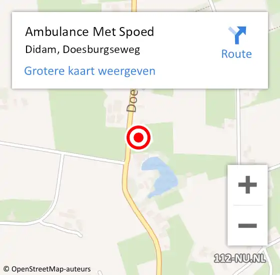 Locatie op kaart van de 112 melding: Ambulance Met Spoed Naar Didam, Doesburgseweg op 26 januari 2022 15:59