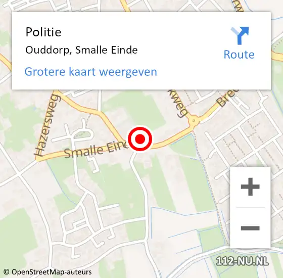 Locatie op kaart van de 112 melding: Politie Ouddorp, Smalle Einde op 26 januari 2022 16:23