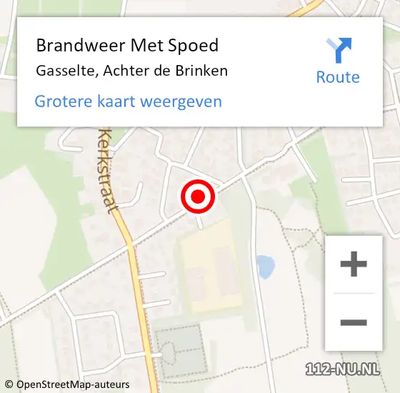 Locatie op kaart van de 112 melding: Brandweer Met Spoed Naar Gasselte, Achter de Brinken op 26 januari 2022 16:26