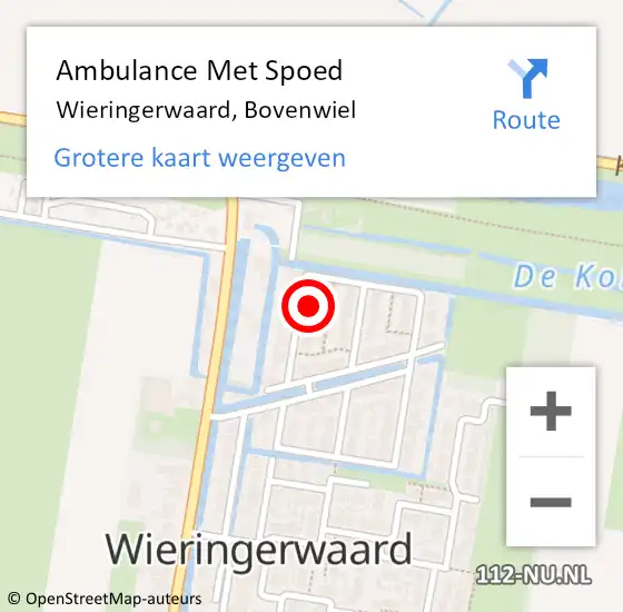 Locatie op kaart van de 112 melding: Ambulance Met Spoed Naar Wieringerwaard, Bovenwiel op 26 januari 2022 16:34