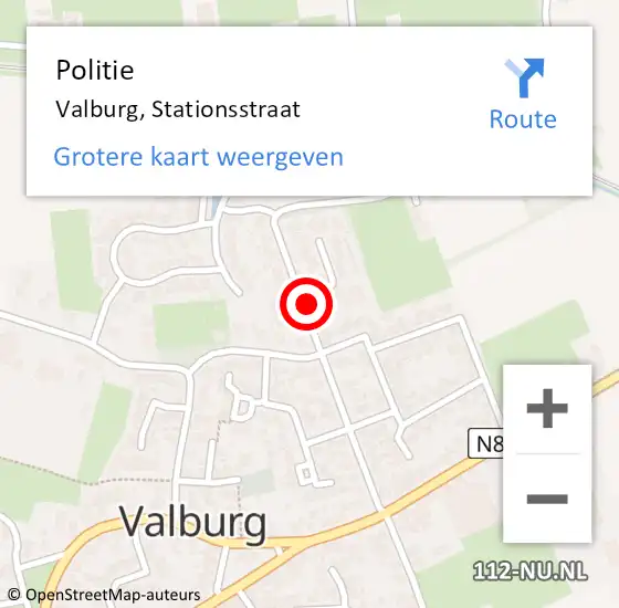 Locatie op kaart van de 112 melding: Politie Valburg, Stationsstraat op 26 januari 2022 16:39