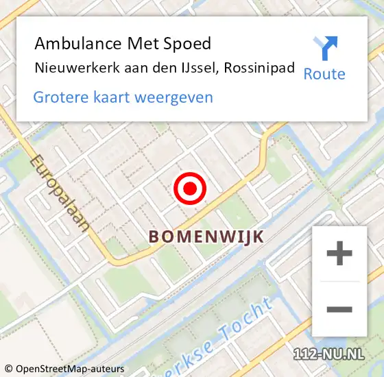 Locatie op kaart van de 112 melding: Ambulance Met Spoed Naar Nieuwerkerk aan den IJssel, Rossinipad op 26 januari 2022 16:42