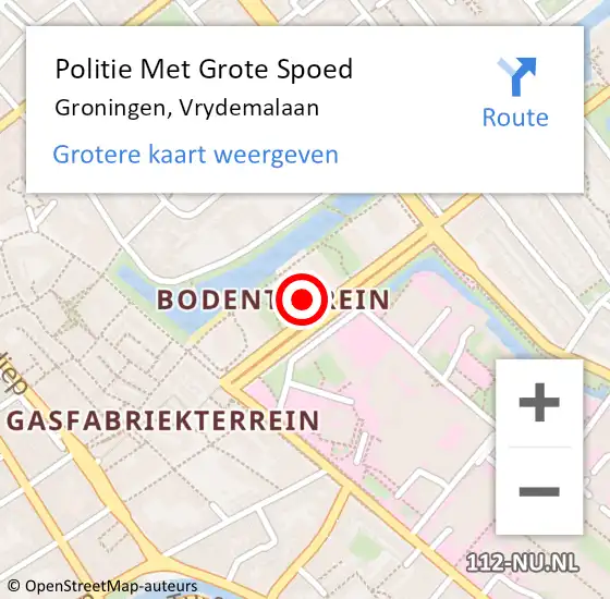 Locatie op kaart van de 112 melding: Politie Met Grote Spoed Naar Groningen, Vrydemalaan op 26 januari 2022 16:49