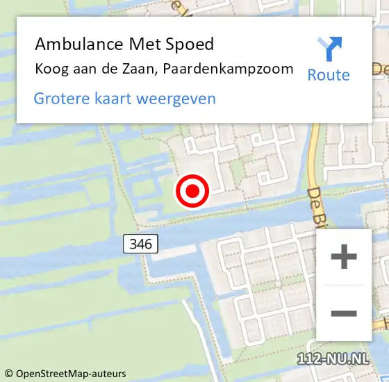 Locatie op kaart van de 112 melding: Ambulance Met Spoed Naar Koog aan de Zaan, Paardenkampzoom op 26 januari 2022 16:58