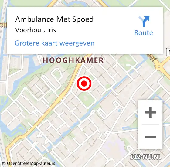 Locatie op kaart van de 112 melding: Ambulance Met Spoed Naar Voorhout, Iris op 26 januari 2022 17:03