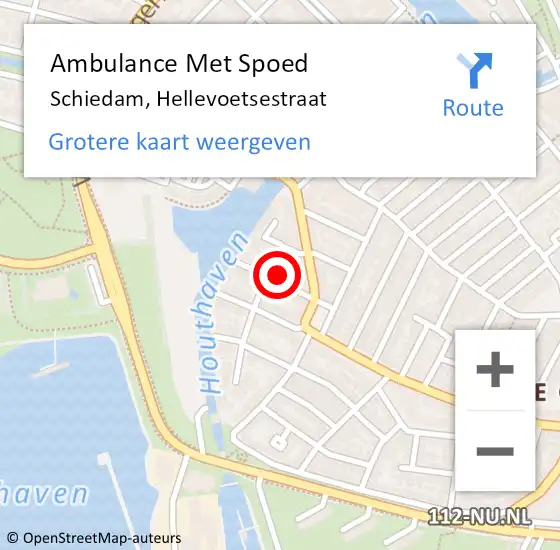 Locatie op kaart van de 112 melding: Ambulance Met Spoed Naar Schiedam, Hellevoetsestraat op 26 januari 2022 17:13