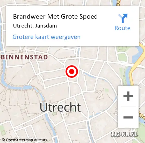 Locatie op kaart van de 112 melding: Brandweer Met Grote Spoed Naar Utrecht, Jansdam op 26 januari 2022 17:37