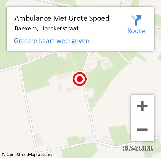 Locatie op kaart van de 112 melding: Ambulance Met Grote Spoed Naar Baexem, Horckerstraat op 26 januari 2022 18:17