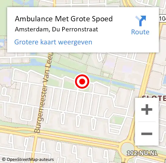 Locatie op kaart van de 112 melding: Ambulance Met Grote Spoed Naar Amsterdam, Du Perronstraat op 26 januari 2022 18:18