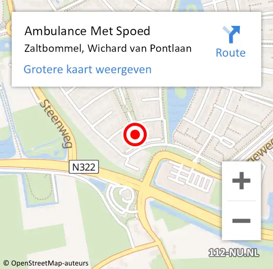 Locatie op kaart van de 112 melding: Ambulance Met Spoed Naar Zaltbommel, Wichard van Pontlaan op 26 januari 2022 18:29