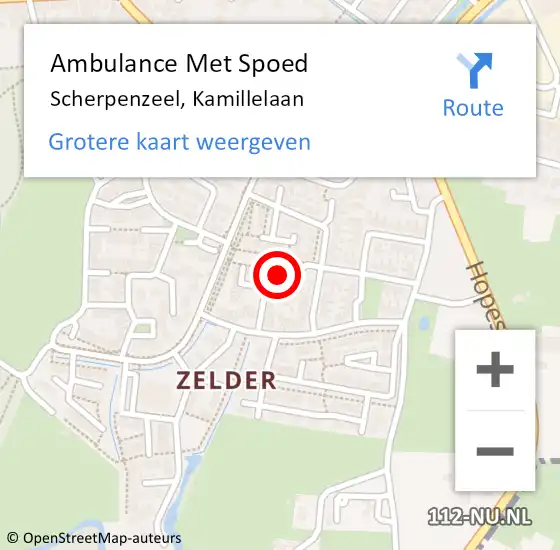 Locatie op kaart van de 112 melding: Ambulance Met Spoed Naar Scherpenzeel, Kamillelaan op 26 januari 2022 18:53