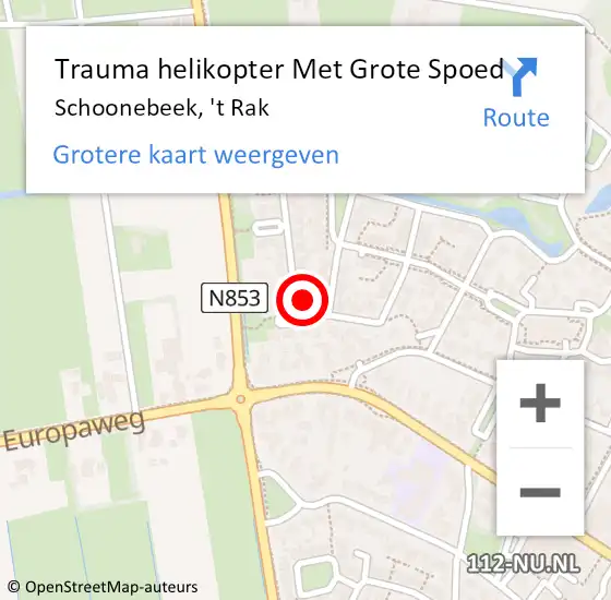 Locatie op kaart van de 112 melding: Trauma helikopter Met Grote Spoed Naar Schoonebeek, 't Rak op 26 januari 2022 19:18