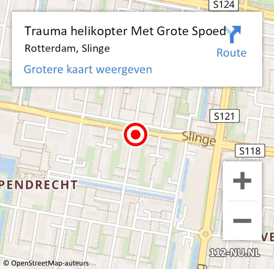 Locatie op kaart van de 112 melding: Trauma helikopter Met Grote Spoed Naar Rotterdam, Slinge op 26 januari 2022 19:34