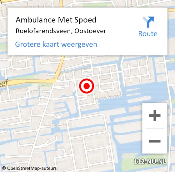 Locatie op kaart van de 112 melding: Ambulance Met Spoed Naar Roelofarendsveen, Oostoever op 26 januari 2022 19:57