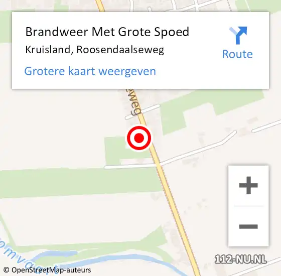 Locatie op kaart van de 112 melding: Brandweer Met Grote Spoed Naar Kruisland, Roosendaalseweg op 26 januari 2022 20:05