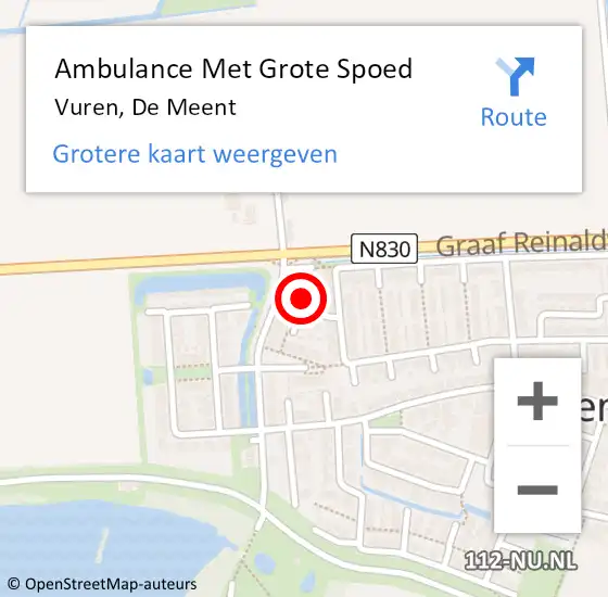 Locatie op kaart van de 112 melding: Ambulance Met Grote Spoed Naar Vuren, De Meent op 26 januari 2022 20:31