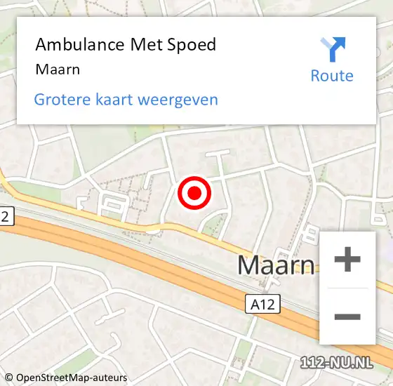 Locatie op kaart van de 112 melding: Ambulance Met Spoed Naar Maarn op 26 januari 2022 20:35