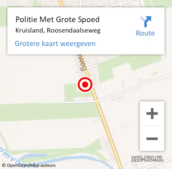 Locatie op kaart van de 112 melding: Politie Met Grote Spoed Naar Kruisland, Roosendaalseweg op 26 januari 2022 20:49