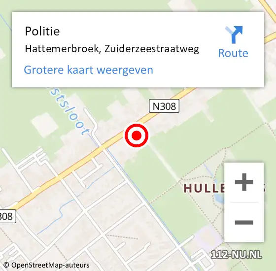 Locatie op kaart van de 112 melding: Politie Hattemerbroek, Zuiderzeestraatweg op 26 januari 2022 20:59