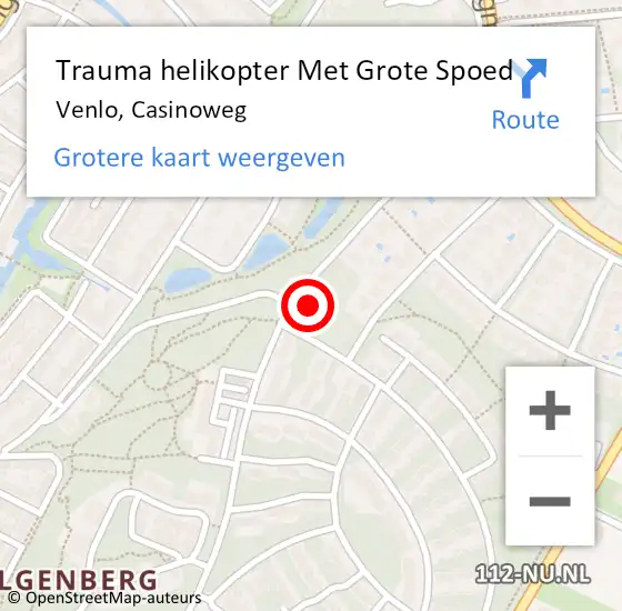 Locatie op kaart van de 112 melding: Trauma helikopter Met Grote Spoed Naar Venlo, Casinoweg op 26 januari 2022 21:25