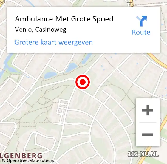 Locatie op kaart van de 112 melding: Ambulance Met Grote Spoed Naar Venlo, Casinoweg op 26 januari 2022 21:26