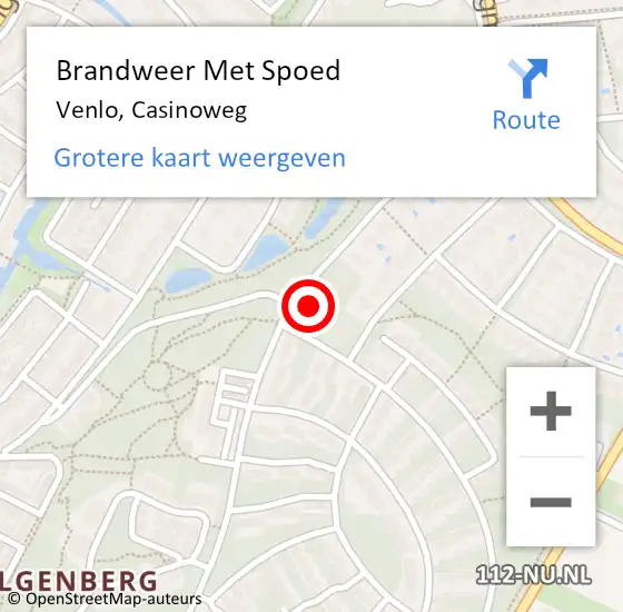 Locatie op kaart van de 112 melding: Brandweer Met Spoed Naar Venlo, Casinoweg op 26 januari 2022 21:34
