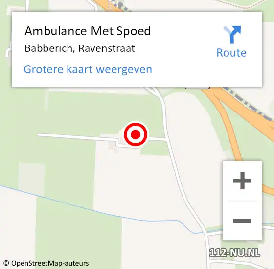 Locatie op kaart van de 112 melding: Ambulance Met Spoed Naar Babberich, Ravenstraat op 26 januari 2022 21:41