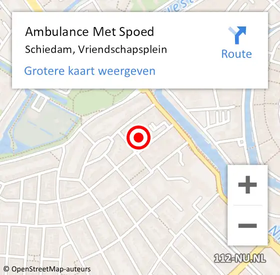 Locatie op kaart van de 112 melding: Ambulance Met Spoed Naar Schiedam, Vriendschapsplein op 26 januari 2022 21:45