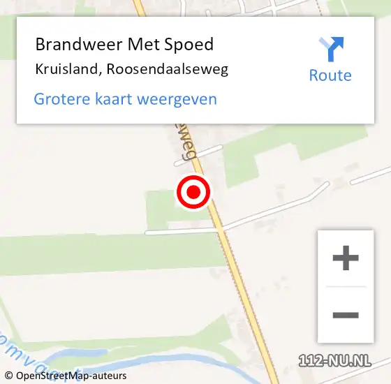 Locatie op kaart van de 112 melding: Brandweer Met Spoed Naar Kruisland, Roosendaalseweg op 26 januari 2022 21:48