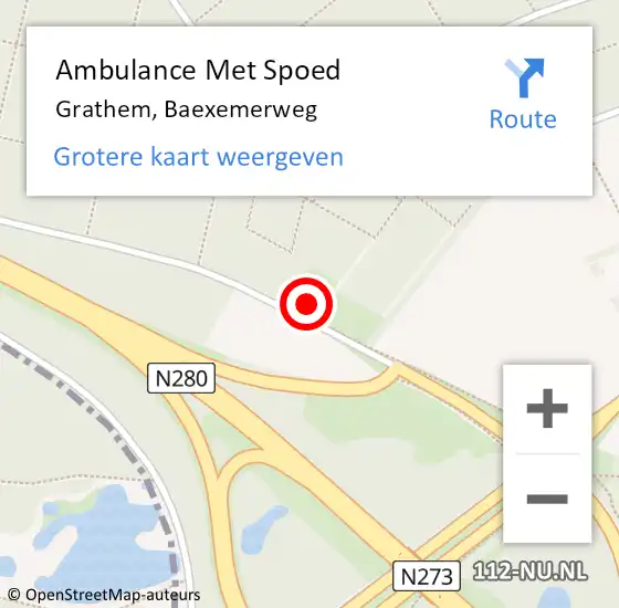 Locatie op kaart van de 112 melding: Ambulance Met Spoed Naar Grathem, Baexemerweg op 26 januari 2022 21:57