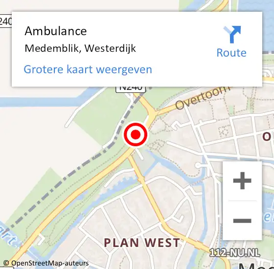Locatie op kaart van de 112 melding: Ambulance Medemblik, Westerdijk op 26 januari 2022 21:59