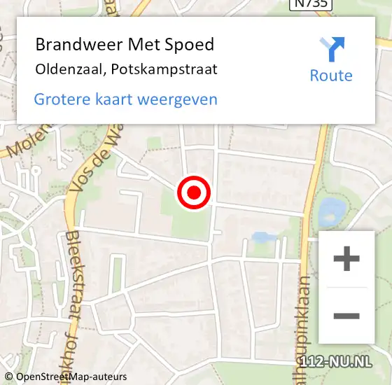 Locatie op kaart van de 112 melding: Brandweer Met Spoed Naar Oldenzaal, Potskampstraat op 26 januari 2022 22:09